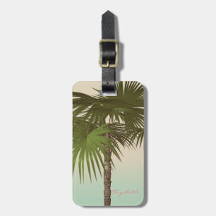 Étiquette À Bagage Joli Vintage Tropical, Palmier