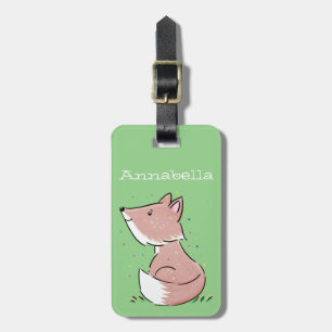 Étiquette À Bagage Jolie adorable bébé renard aquarelle illustration