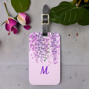 Étiquette À Bagage Jolie Aquarelle violette claire Look Wisteria