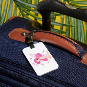 Étiquette À Bagage Jolie Fée Rose et Papillons Magiques