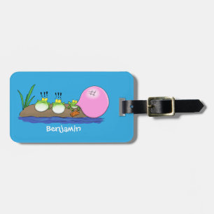 Étiquette À Bagage Jolie grenouilles drôles bubblegum dessin animé il
