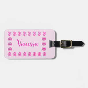 Étiquette À Bagage Jolis pieds de lapin fille rose Pâques personnalis