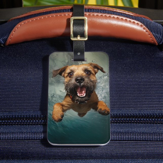 Étiquette À Bagage Jouer Chien nager Design sous-marin (Insitu Rectoal 2)