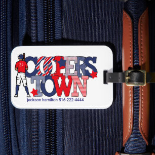 Étiquette À Bagage Joueur de baseball de Cooperstown / Coutume patrio