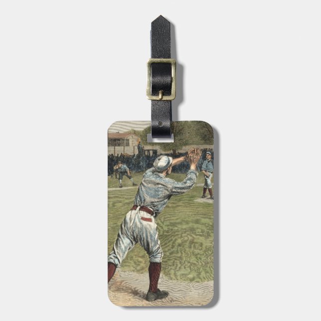 Étiquette À Bagage Joueur de baseball lancé à la deuxième base (Devant Vertical)