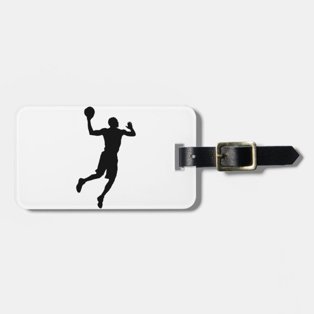 Étiquette À Bagage Joueur de basket-ball Pop Art Silhouette (Devant horizontal)
