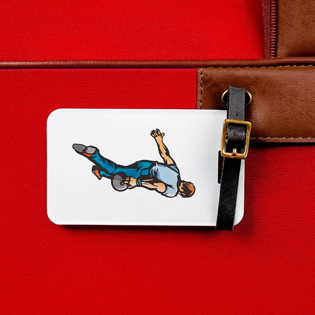 Étiquette À Bagage Joueur de bowling rétro lancer la balle (Créateur téléchargé)