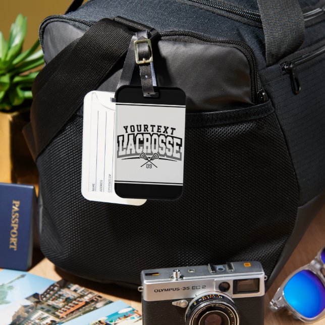 Étiquette À Bagage Joueur de crosse personnalisé AJOUTER LE NOM D'Équ (Recto & Verso)