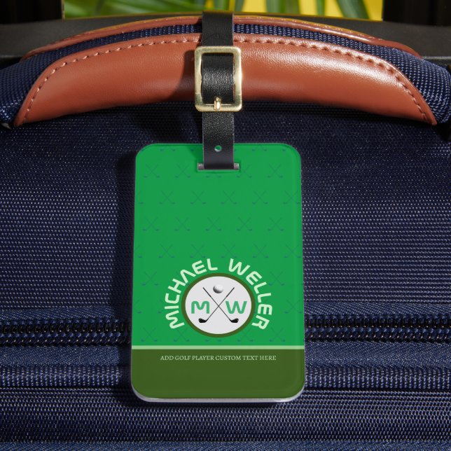 Étiquette À Bagage Joueur de golf Monogramme Bagages de voyage VERT (Insitu Rectoal 2)