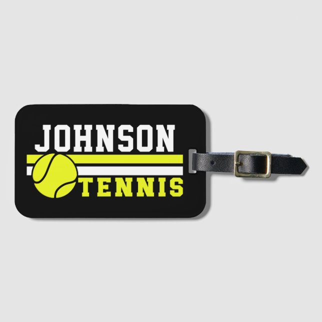 Étiquette À Bagage Joueur de tennis NOM Ball Jeu court personnalisé (Devant Horizontal)