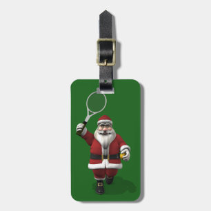 Étiquette À Bagage Joueur sportif de tennis du Père Noël