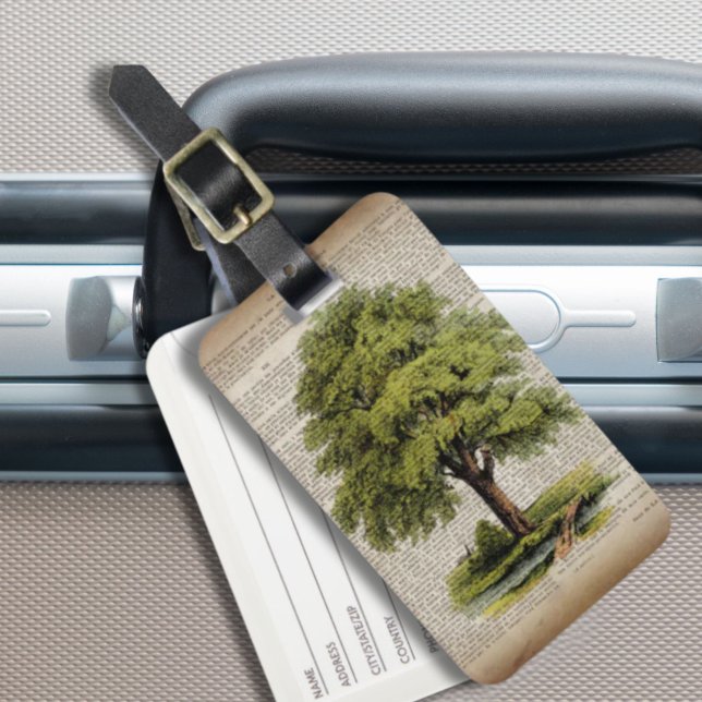 Étiquette À Bagage Jour des terres ECO dictionnaire imprime chêne vin (Earth Day ECO dictionary prints vintage oak tree Luggage Tag)