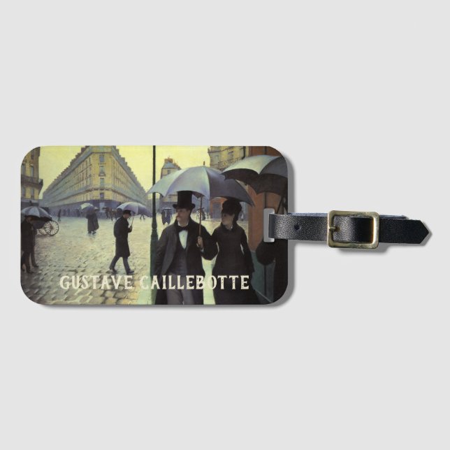 Étiquette À Bagage Journée de la Pluie de Paris par Gustave Caillebot (Devant Horizontal)