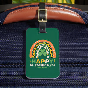 Étiquette À Bagage Joyeuse Fête de la Saint-Patrick Léopard Arc-en-Ci