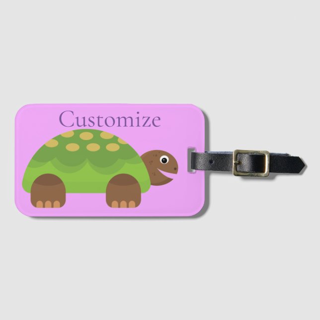 Étiquette À Bagage Joyeuse tortue souriante Thunder_Cove (Devant Horizontal)