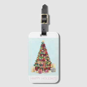 Étiquette À Bagage Joyeuses Fêtes. Sapin de Noël