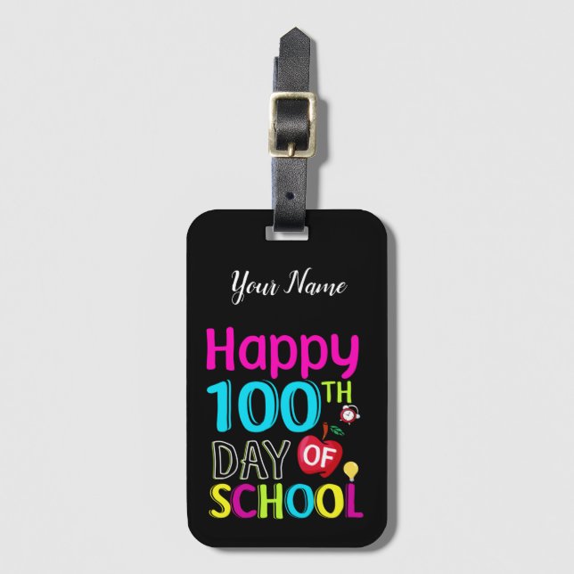 Étiquette À Bagage Joyeux 100ème jour d'école (Devant Vertical)