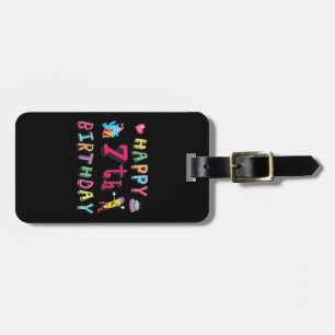 Étiquette À Bagage Joyeux 7ème anniversaire. 7 ans.