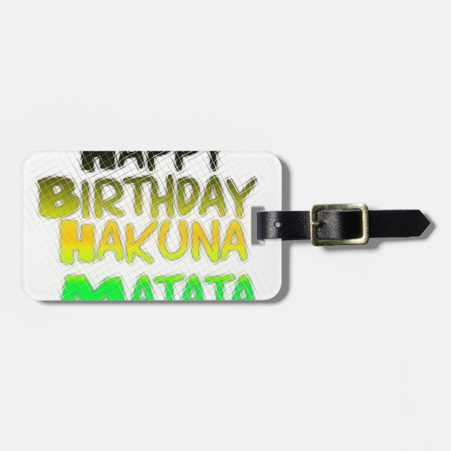 Étiquette À Bagage Joyeux anniversaire Hakunamatata Art Inspirationne (Devant horizontal)