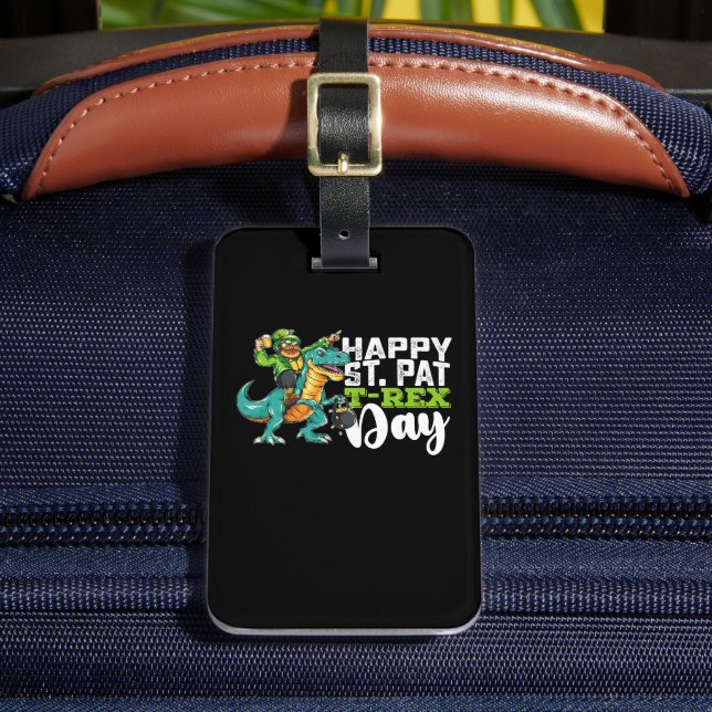 Étiquette À Bagage Joyeux St Patrick's Day Pat T Rex Dinosaur (Insitu Rectoal 2)