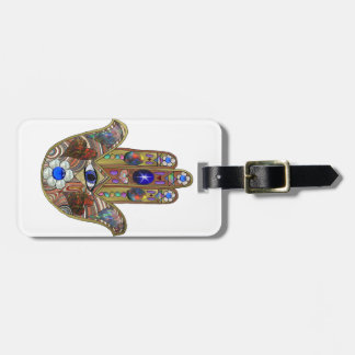 Étiquette À Bagage Judaica Hamsa Coeurs Fleurs Opal Art Imprimer