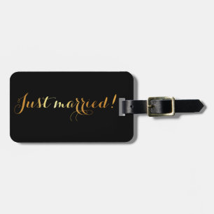 Étiquette À Bagage Juste marié, or sur l'étiquette noire de bagage de