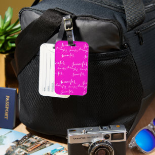 Étiquette À Bagage Juste rose et ton nom