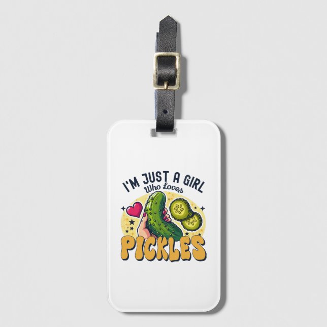 Étiquette À Bagage Juste Une Fille Qui Aime Les Pickles - Végétan Drô (Devant Vertical)