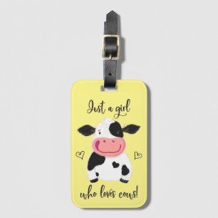 Étiquette À Bagage Juste Une Fille Qui Aime Les Vaches ! Coeurs Et Ho