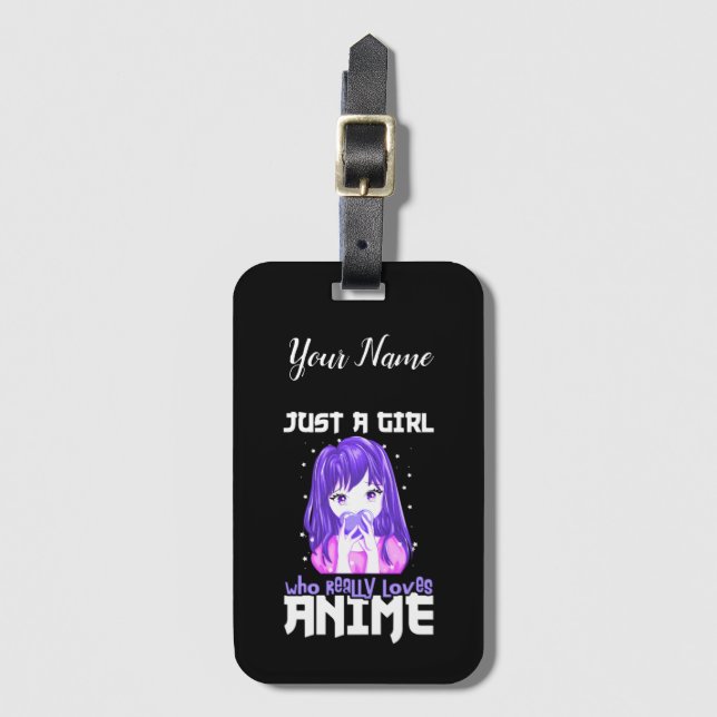 Étiquette À Bagage Juste une fille qui aime vraiment l'Anime en viole (Devant Vertical)