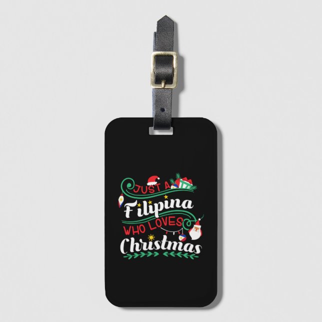 Étiquette À Bagage Juste une Philippine qui aime Noël (Devant Vertical)
