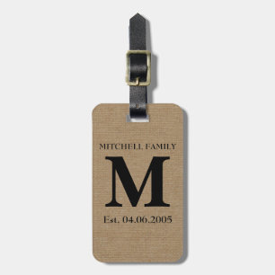 Étiquette À Bagage Jut initial chic rustique de toile de jute de