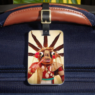 Étiquette À Bagage Kachina Doll Wood Figure Photo Gros plan