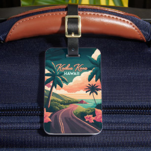 Étiquette À Bagage Kailua Kona Hawaii Big Island Sunset Retro