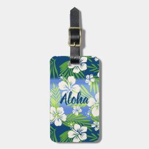 Étiquette À Bagage Kalani Tie Dye Mélange Hibiscus Tropical - Bleu