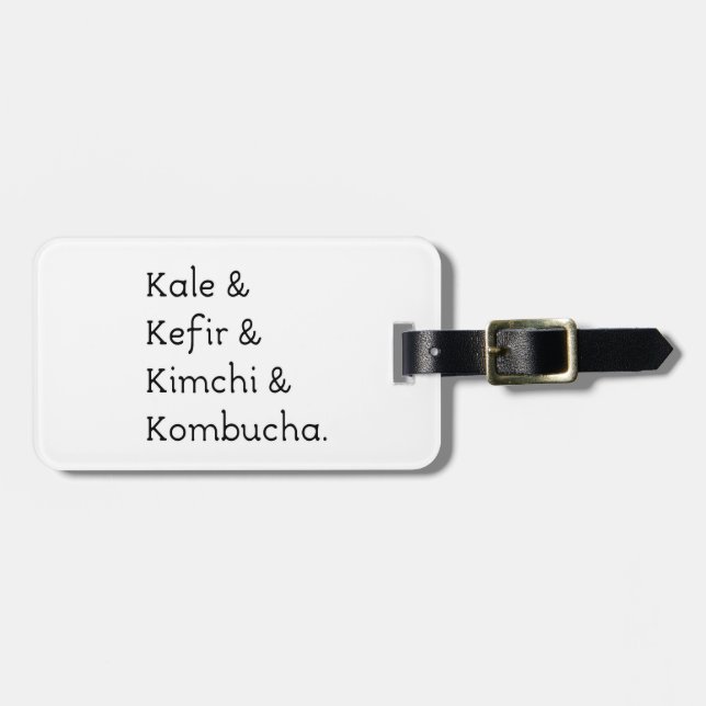 Étiquette À Bagage Kale Kefir Kimchi Kombucha (Devant horizontal)