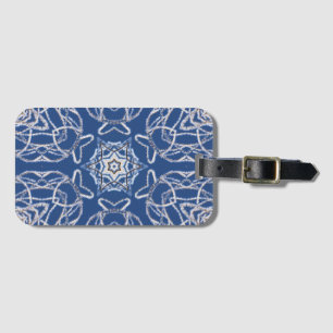 Étiquette À Bagage Kaleidoscope Bleu clair, Blanc, Étoile simple