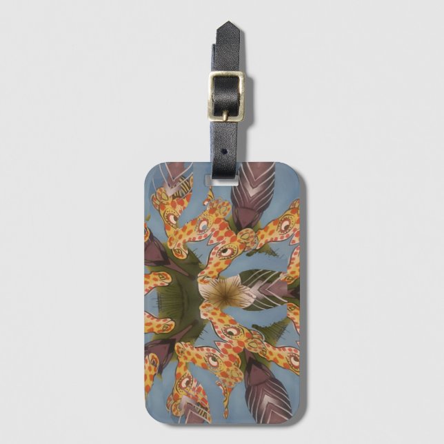 Étiquette À Bagage Kaleidoscope Giraffe Mandala : Safari Art Abstrait (Devant Vertical)