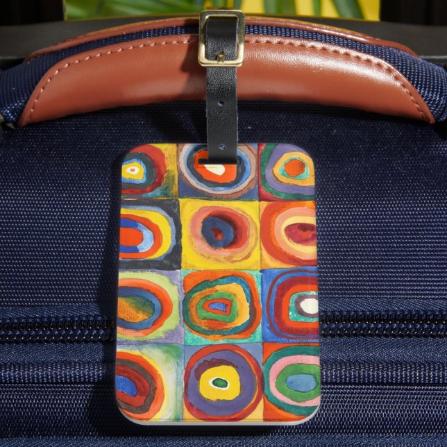 Étiquette À Bagage Kandinsky - Carrés aux cercles concentrés (Insitu Rectoal 2)