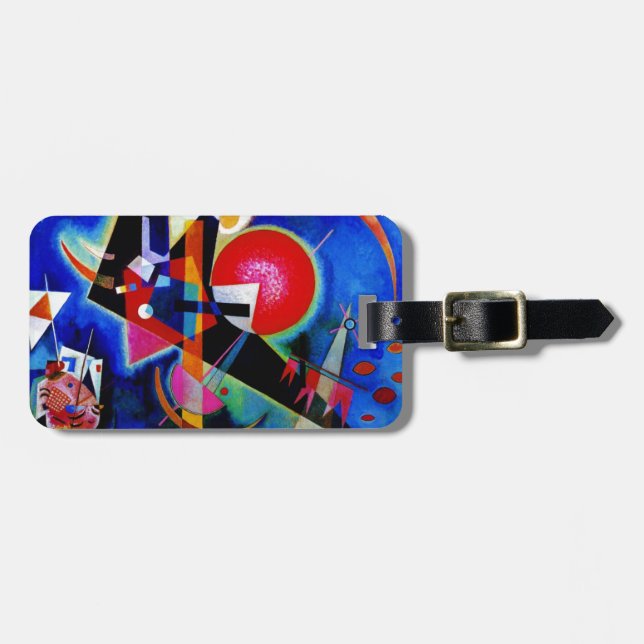 Étiquette À Bagage Kandinsky en peinture Abstraite bleue (Devant horizontal)