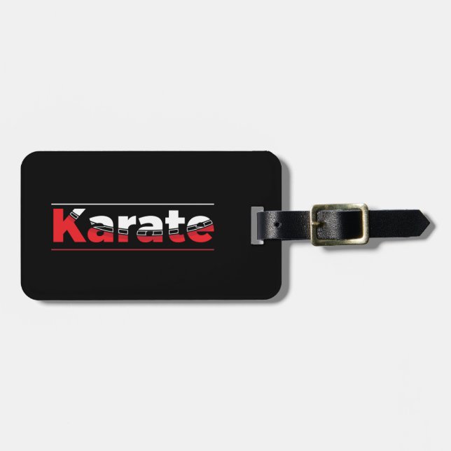 Étiquette À Bagage Karate Martial Arts Rouge (Devant horizontal)