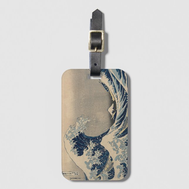 Étiquette À Bagage Katsushika Hokusai. La Grande Vague au large de Ka (Devant Vertical)