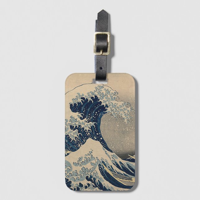 Étiquette À Bagage Katsushika Hokusai. La Grande Vague au large de Ka (Devant Vertical)