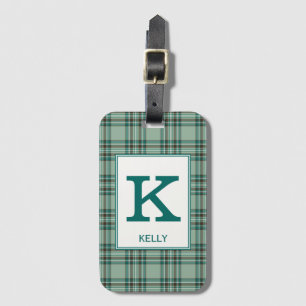 Étiquette À Bagage Kelly Tartan Mint Green Plaid Motif