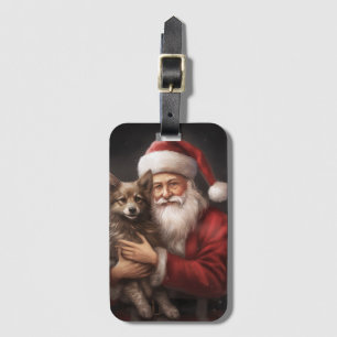 Étiquette À Bagage Kelpie australienne avec Noël au Père Noël