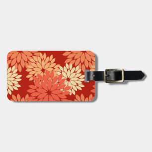 Étiquette À Bagage Kimono Floral Moderne Impression, Mandarin Orange