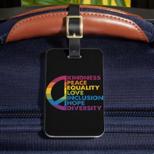 Étiquette À Bagage Kindness Peace Equality Love Inclusion Hope Divers