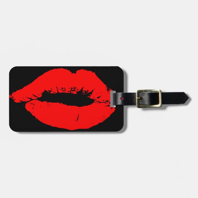 Étiquette À Bagage Kiss Lips Red Lipstick Losion Passion Valentine (Devant horizontal)