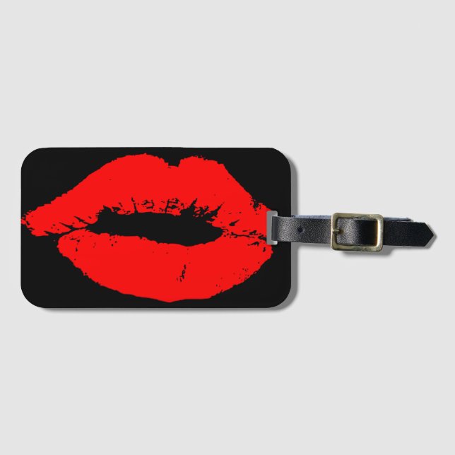 Étiquette À Bagage Kiss Lips Red Lipstick Losion Passion Valentine (Devant Horizontal)