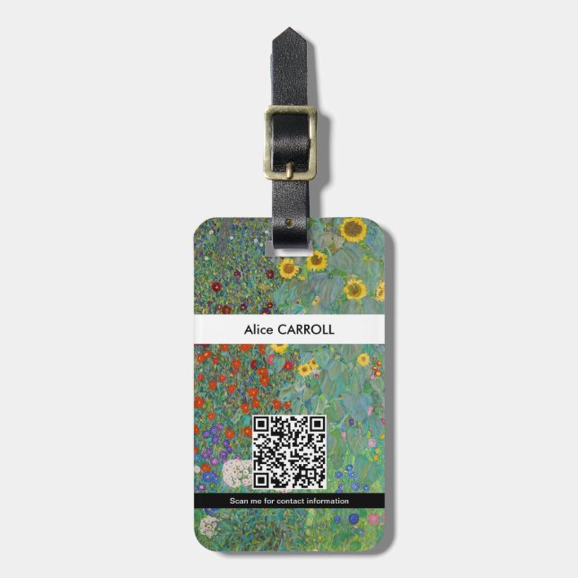 Étiquette À Bagage Klimt - Jardin de campagne avec des tournesols - C (Devant Vertical)